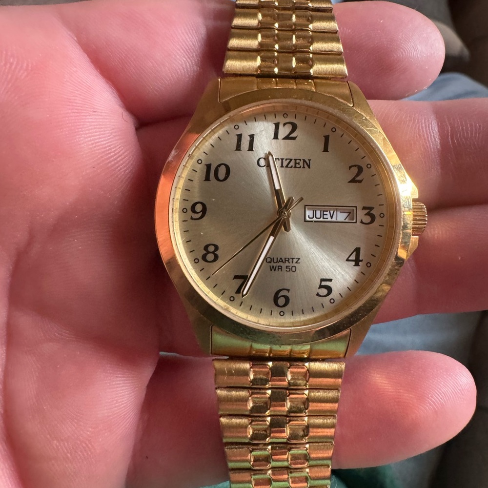 Gold plated citizens watch works great and fits all!